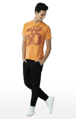 Huetrap Orange Mens Short Sleeve Graphic Printed Tshirt-HT13MKGRABZO00325