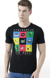 Huetrap Black Mens Short Sleeve Graphic Printed Tshirt-HT17MKGRABLK00737