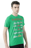 Huetrap Green Mens Short Sleeve Graphic Printed Tshirt-HT17MKGRAGRE00544