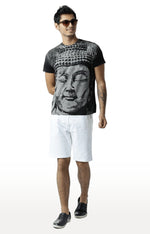 Huetrap Black Mens Short Sleeve Graphic Printed Tshirt-HT16MKGRABLK00373