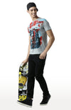 Huetrap Grey Mens Short Sleeve Graphic Printed Tshirt-HT12MKGRAGML00008