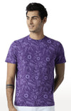 Huetrap Purple Mens Short Sleeve Graphic Printed Tshirt-HT16MKGRARPP00383