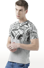 Huetrap Grey Mens Short Sleeve Graphic Printed Tshirt-HT17MKGRAGML00858