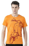 Huetrap Orange Mens Short Sleeve Graphic Printed Tshirt-HT17MKGRABZO00539