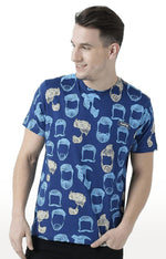 Huetrap Blue Mens Short Sleeve Graphic Printed Tshirt-HT17MKGRALNY00552