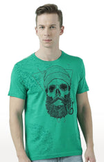 Huetrap Green Mens Short Sleeve Graphic Printed Tshirt-HT17MKGRAGRE01057