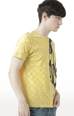 Huetrap Yellow Mens Short Sleeve Graphic Printed Tshirt-HT17MKGRAYLW00685