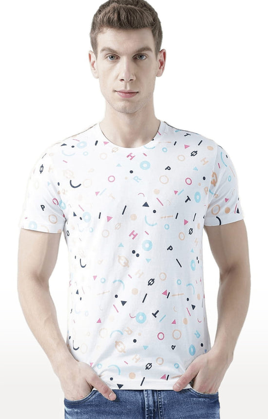 Huetrap White Mens Short Sleeve Graphic Printed Tshirt-HT17MKGRAWHT00766