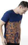 Huetrap Blue Mens Short Sleeve Graphic Printed Tshirt-HT17MKGRALNY00679