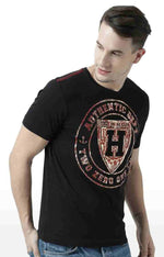 Huetrap Black Mens Short Sleeve Graphic Printed Tshirt-HT17MKGRABLK00997