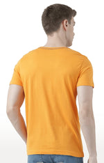 Huetrap Orange Mens Short Sleeve Graphic Printed Tshirt-HT17MKGRABZO00731