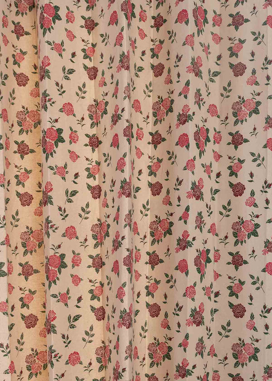 Wild Roses 100% cotton floral curtain for Living room & bed room - Room darkening - Pack of 1-230423077