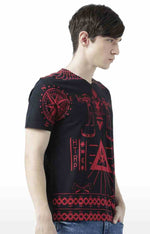 Huetrap Black Mens Short Sleeve Graphic Printed Tshirt-HT17MKGRABLK01025