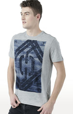 Huetrap Grey Mens Short Sleeve Graphic Printed Tshirt-HT17MKGRAGML00620