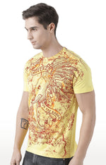 Huetrap Yellow Mens Short Sleeve Graphic Printed Tshirt-HT17MKGRAYLW01065