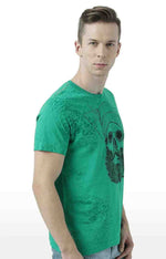 Huetrap Green Mens Short Sleeve Graphic Printed Tshirt-HT17MKGRAGRE01057