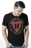 Huetrap Black Mens Short Sleeve Graphic Printed Tshirt-HT17MKGRABLK00997