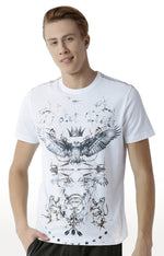 Huetrap White Mens Short Sleeve Graphic Printed Tshirt-HT16MKGRAWHT00388