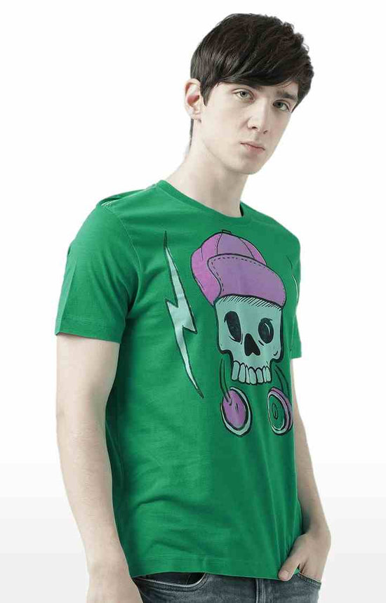 Huetrap Green Mens Short Sleeve Graphic Printed Tshirt-HT17MKGRAGRE00707