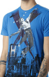 Huetrap Blue Mens Short Sleeve Graphic Printed Tshirt-HT15MKGRASUR00124