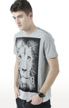 Huetrap Grey Mens Short Sleeve Graphic Printed Tshirt-HT17MKGRAGML00719