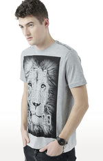 Huetrap Grey Mens Short Sleeve Graphic Printed Tshirt-HT17MKGRAGML00719