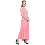 Aawari Rayon Plain Gown For Girls and Women Baby Pink-AM086-Baby Pink