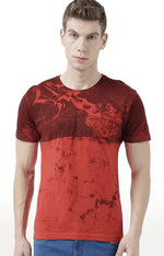 Huetrap Red Mens Short Sleeve Graphic Printed Tshirt-HT17MKGRARED00995