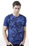 Huetrap Blue Mens Short Sleeve Graphic Printed Tshirt-HT17MKGRALNY00637