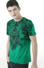 Huetrap Green Mens Short Sleeve Graphic Printed Tshirt-HT17MKGRAGRE00525