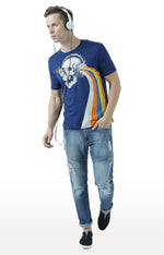 Huetrap Blue Mens Short Sleeve Graphic Printed Tshirt-HT17MKGRALNY01091