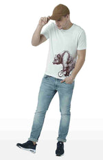 Huetrap White Mens Short Sleeve Graphic Printed Tshirt-HT17MKGRAOFW00669