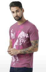 Huetrap Maroon Mens Short Sleeve Graphic Printed Tshirt-HT18MKGRAPLU00261