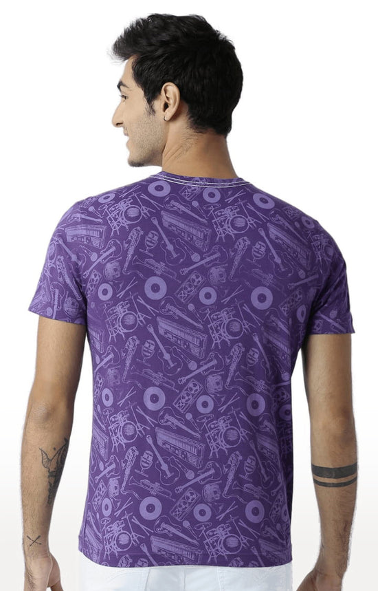 Huetrap Purple Mens Short Sleeve Graphic Printed Tshirt-HT16MKGRARPP00383