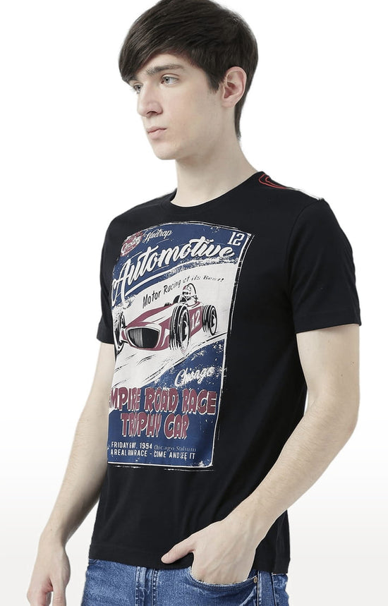 Huetrap Black Mens Short Sleeve Graphic Printed Tshirt-HT17MKGRABLK00857