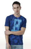 Huetrap Blue Mens Short Sleeve Graphic Printed Tshirt-HT17MKGRALNY00696