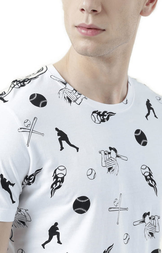 Huetrap White Mens Short Sleeve Graphic Printed Tshirt-HT17MKGRAWHT00762