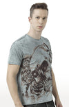 Huetrap Grey Mens Short Sleeve Graphic Printed Tshirt-HT17MKGRAGML01058