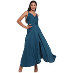 Aawari Rayon Front Open Gown For Girls and Women Teal-AM097-Teal