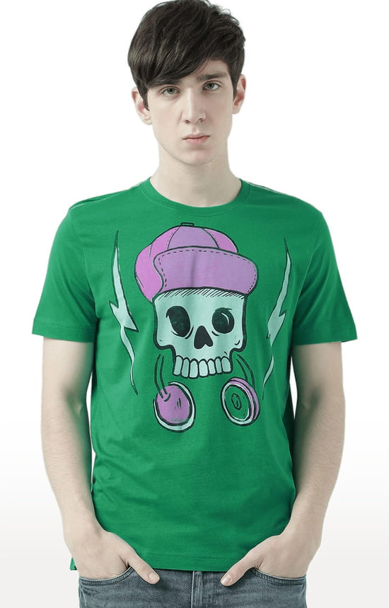 Huetrap Green Mens Short Sleeve Graphic Printed Tshirt-HT17MKGRAGRE00707