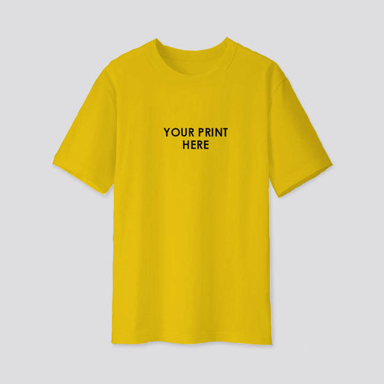 Yellow Round Neck 100% Cotton Customized T-Shirts - 180 GSM