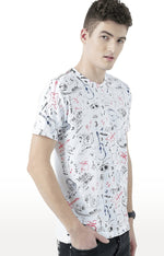 Huetrap White Mens Short Sleeve Graphic Printed Tshirt-HT17MKGRAWHT00692