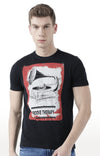 Huetrap Black Mens Short Sleeve Graphic Printed Tshirt-HT17MKGRABLK00866