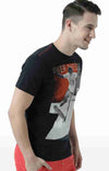 Huetrap Black Mens Short Sleeve Graphic Printed Tshirt-HT17MKGRABLK00703