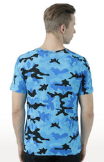 Huetrap Blue Mens Short Sleeve Graphic Printed Tshirt-HT17MKGRATQB00917