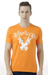 Huetrap Orange Mens Short Sleeve Graphic Printed Tshirt-HT17MKGRABZO01107