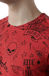 Huetrap Red Mens Short Sleeve Graphic Printed Tshirt-HT17MKGRARED00542