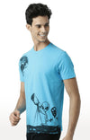 Huetrap Blue Mens Short Sleeve Graphic Printed Tshirt-HT15MKGRATQB00013