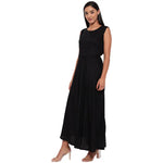 Aawari Rayon Plain Gown For Girls and Women Black-AM086-Black