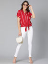 Hot Stripes Red Color Tie-Knot Women Shirt